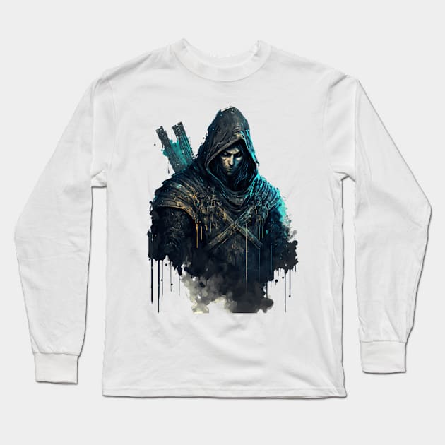 Assassin In Watercolor Long Sleeve T-Shirt by LetsGetInspired